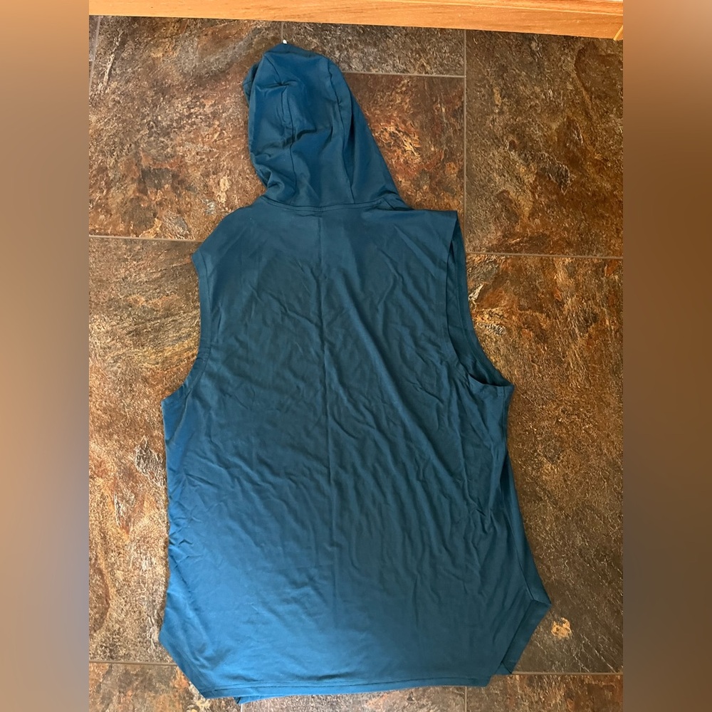 Men’s Holstrength teal performance stretch sleeves hoodie shirt. Size medium - Picture 4 of 9